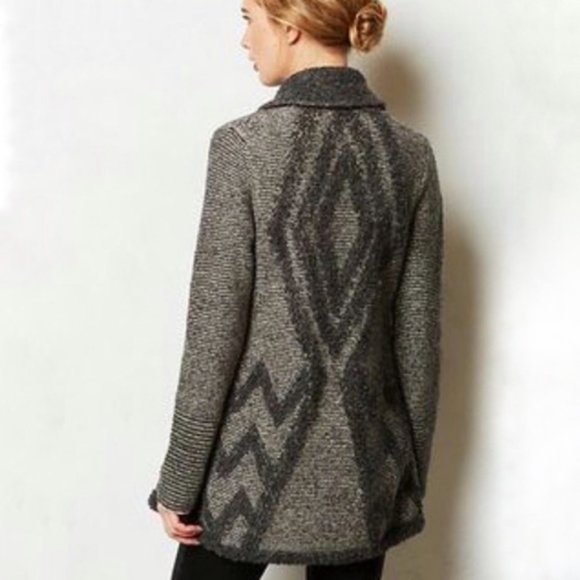 Anthropologie | Angel Of The North | Textured Chevron Cardigan Sweater Size S - Picture 1 of 9